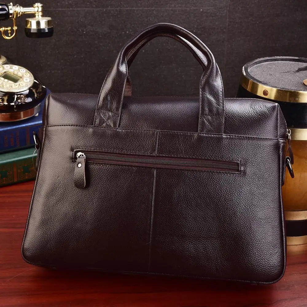 แล็ปท็อปธุรกิจผู้ชายหนังแท้กระเป๋าถือชาย Briefcases หนังผู้ชายคุณภาพสูง Cowhide หนังกระเป๋า Messenger