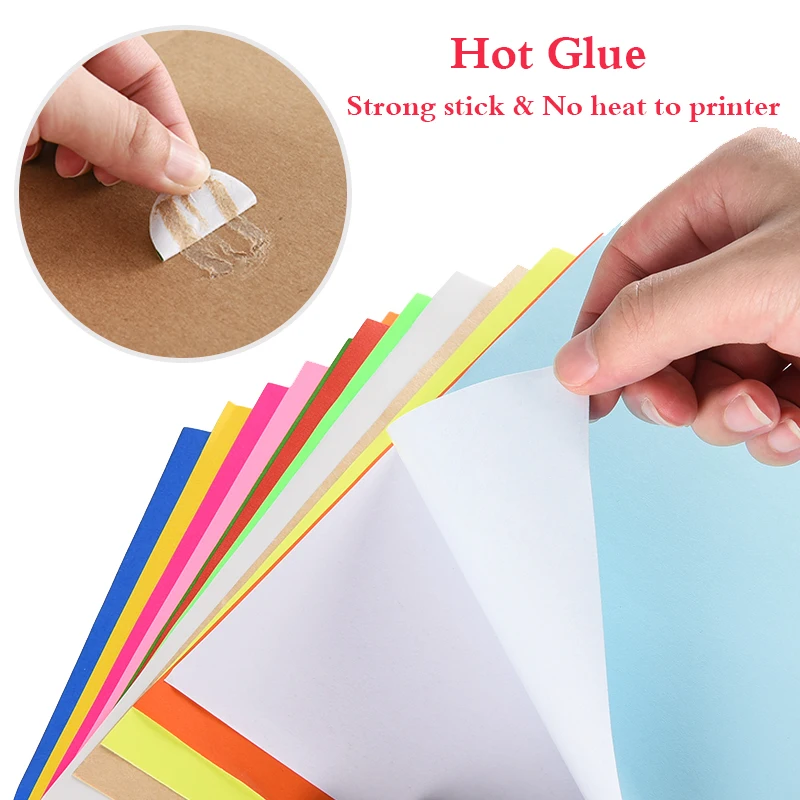 A4 Color Adhesive Paper 50 PCS Colorful Self-adhesive Printing Matte Paper Red Yellow Blue Green Label For Laser Inkjet Printers