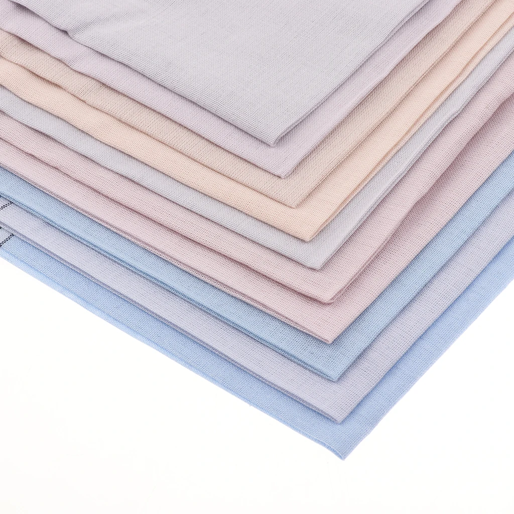 10 pçs masculino xadrez lenços de algodão com listra hankies presente conjunto feminino clássico lenço bolso hanky bolso quadrados