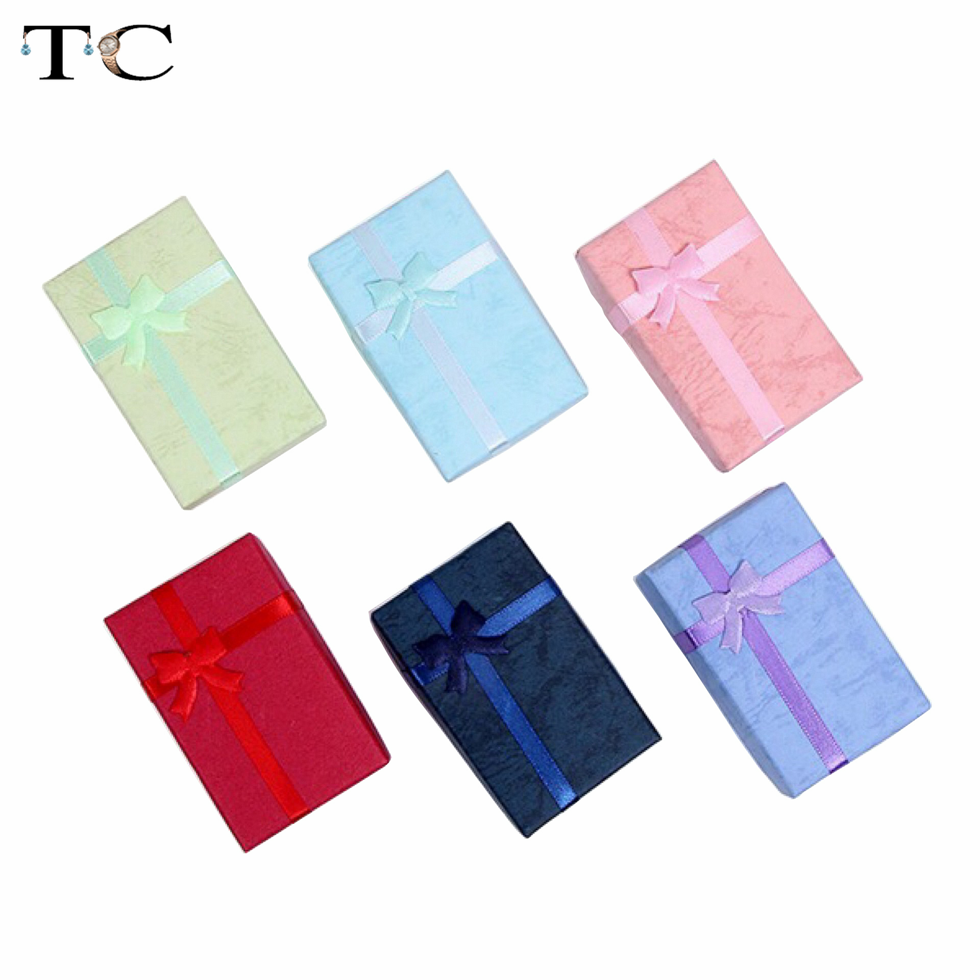12 pçs/lote cores sortidas anel colar conjunto caixa trinket colar caso brincos titular 5*8 embalagem caixa de presente