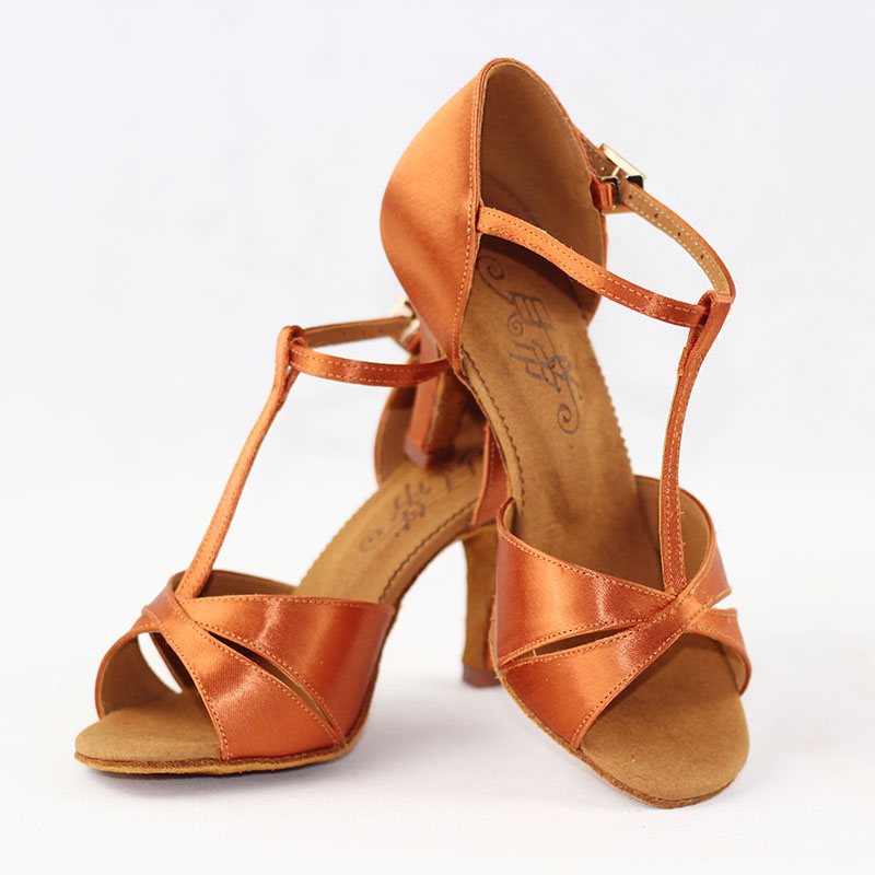 BD Tanzschuhe Professionelle Damen Satin Latein Schuh Damen Sandale Latein Tanzschuhe Weiche Ledersohle High Heel T Bar