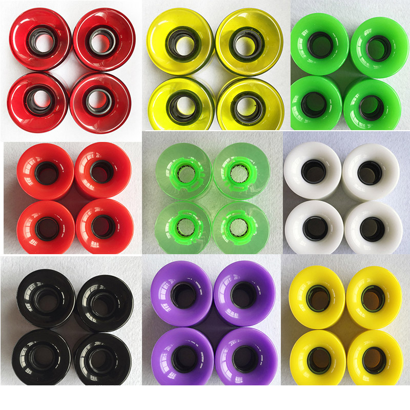 4 Stück 78A 60 * 45 mm LED-Blitzrolle Longboard-Rad DanceBoard Transparentes Skateboard-Rad PU-Doppelwippe-Blinkrad