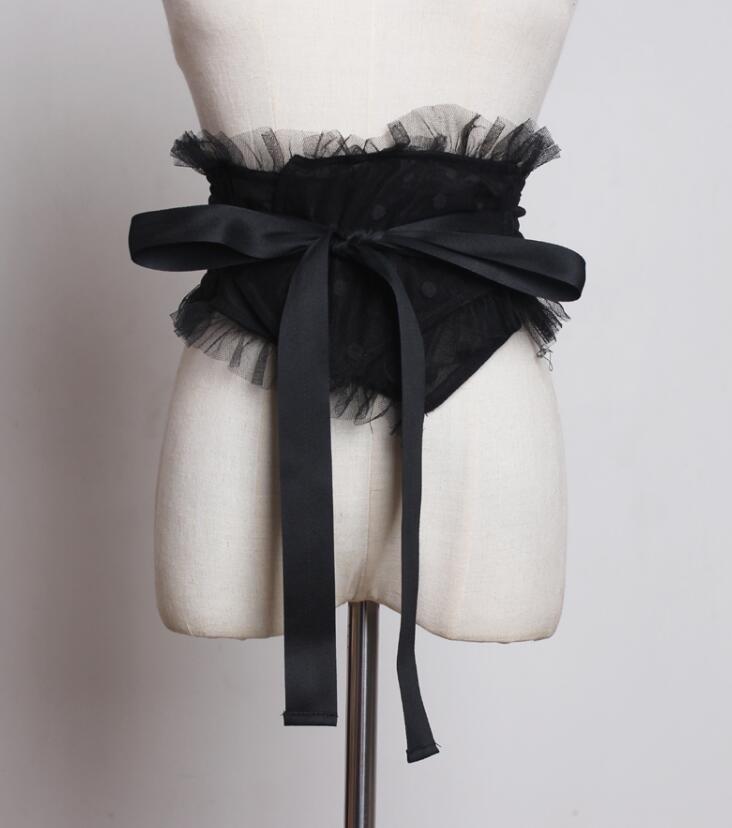 Faja de encaje con lazo a la moda de pasarela para mujer, vestido femenino, abrigo, corsés, cinturones, decoración, cinturón ancho R1780