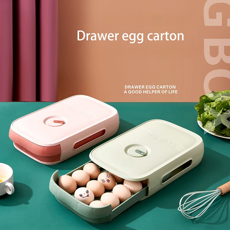 Mới Ngăn Kéo Loại Bảo Quản Trứng Tủ Lạnh Hộp Nhà Bếp Xếp Chồng Di Động Nhựa Trứng Bình Chứa Tổ Chức Dụng Cụ Nhà Bếp