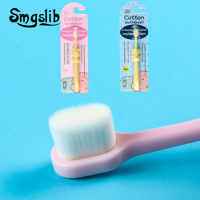 Cepillo de dientes suave para niños de 0 a 3 años, cepillo de dientes con mango de dibujos animados, cuidado bucal, cepillo de dientes para niños saludables