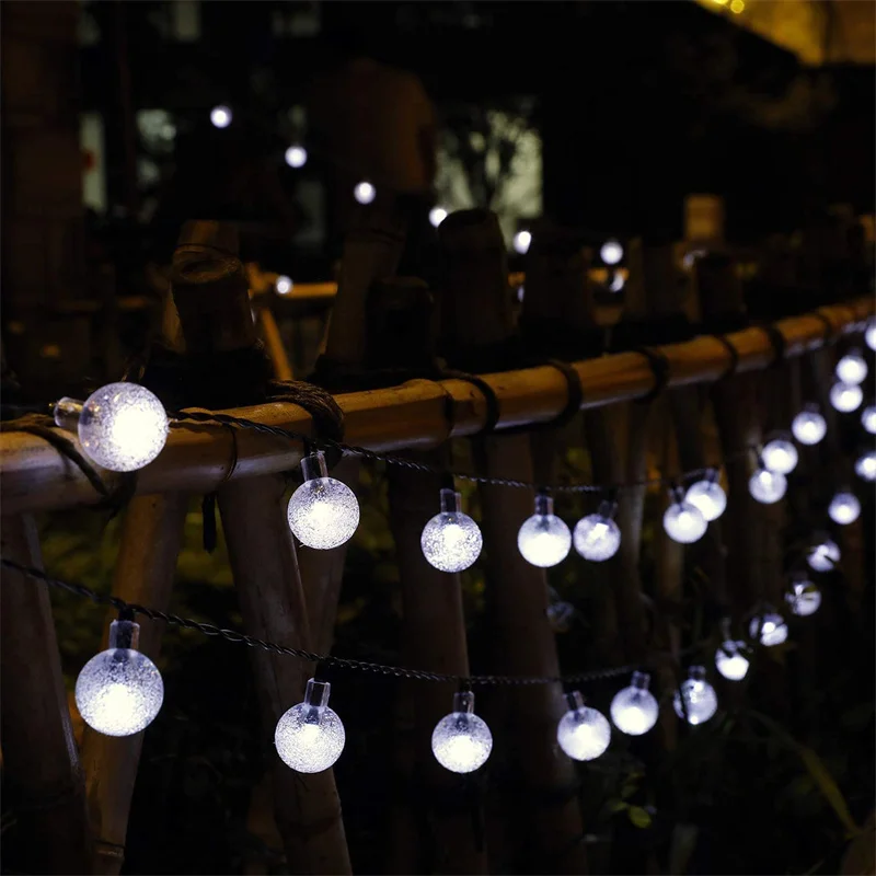 1/2/4PCS Solar String Lights Outdoor 60 Led Crystal Globe Lights with 8 Modes Waterproof Solar Powered Patio Light for Garden