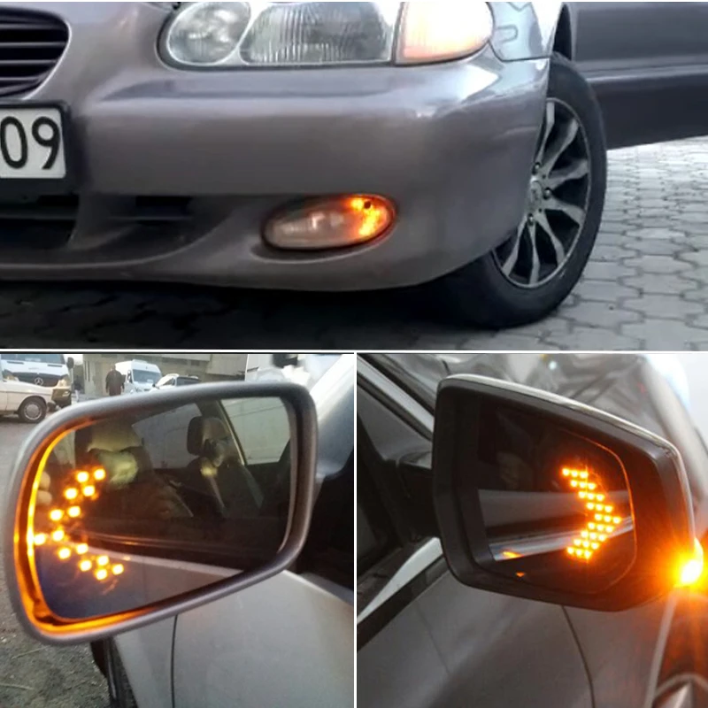 1x luz LED de intermitente de estilo de coche espejo retrovisor paneles de flecha luz indicadora bombilla de señal de espejo retrovisor 12V 14 SMD amarillo