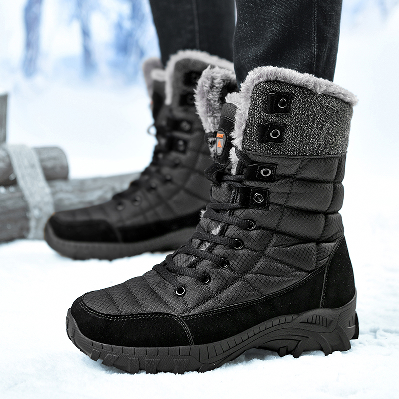 Botas de neve de inverno dos homens super quentes botas de caminhada de alta qualidade à prova dwaterproof água couro alta superior tamanho grande botas masculinas tênis ao ar livre