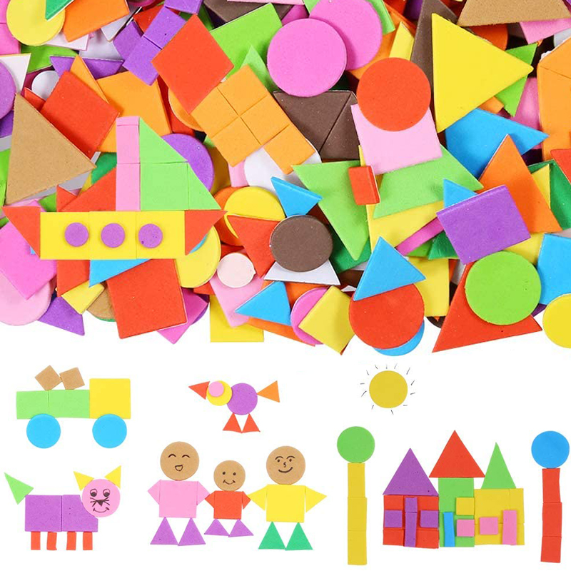 400/200 Uds pegatinas de espuma rompecabezas geométrico pegatinas autoadhesivas de EVA niños educación DIY juguetes para manualidades hacer regalos