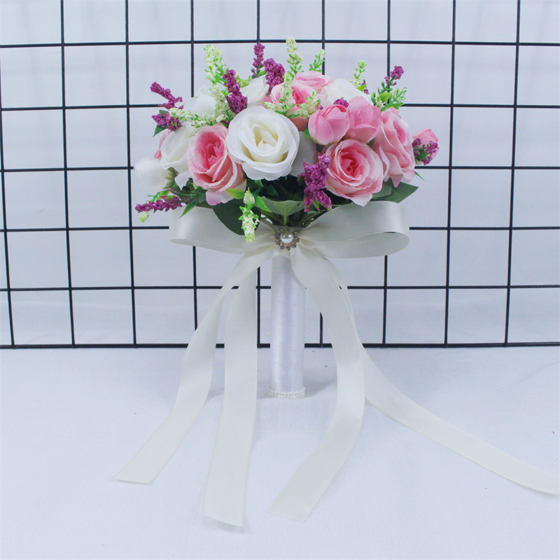 Bridal Bridesmaid Wedding Bouquet Handmade Artificial Flower Rose Silk Flowers buque casamento Bridal Bouquet for Wedding Decor