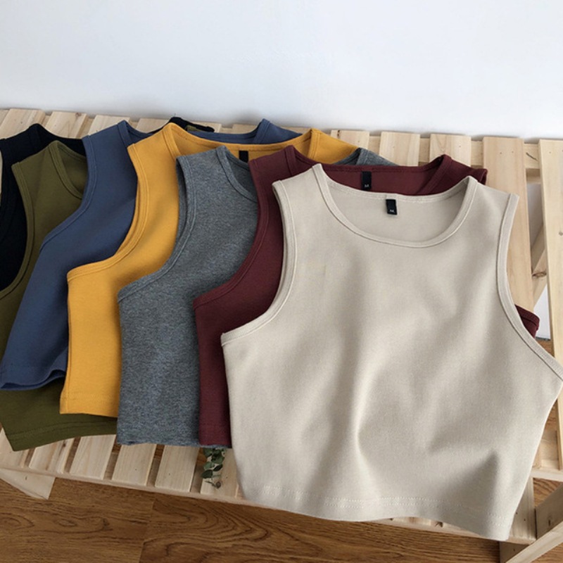 Novedad de verano, top corto retro para mujer, top corto ajustado elástico de cintura alta, top corto sin mangas