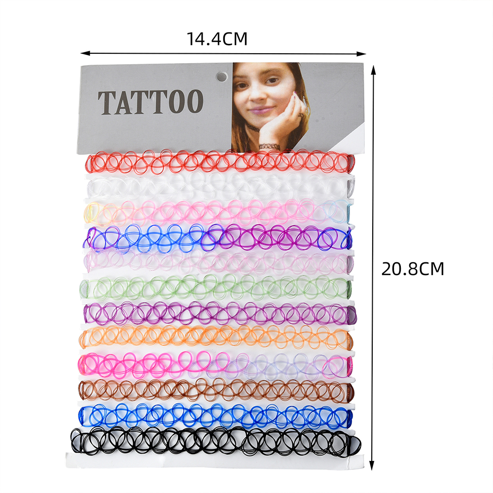12 ชิ้น/เซ็ตผสมสี Tattoo Rainbow Chokers Vintage Gothic Punk สร้อยคอผู้หญิงเครื่องประดับสวมใส่ตกแต่งสําหรับหญิง