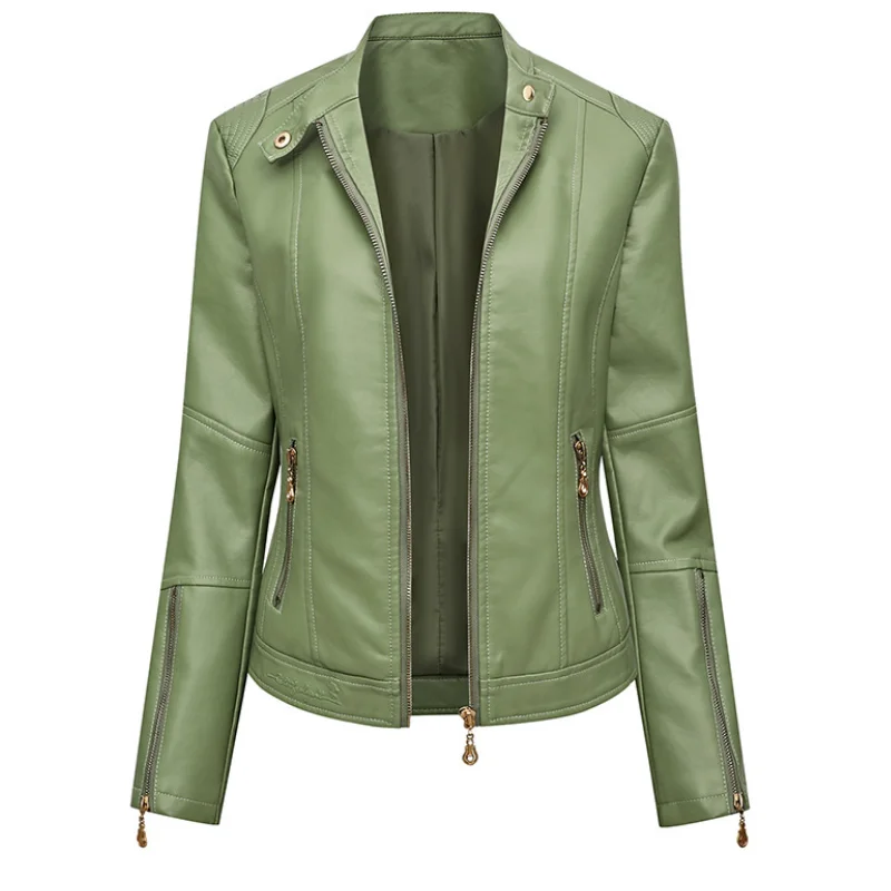 PU Faux Leder Jacke Frauen Slim Fit Fashion Zipper Casual Biker Jacken Outwear Weibliche Tops Frühling Herbst Leder Mantel WF163