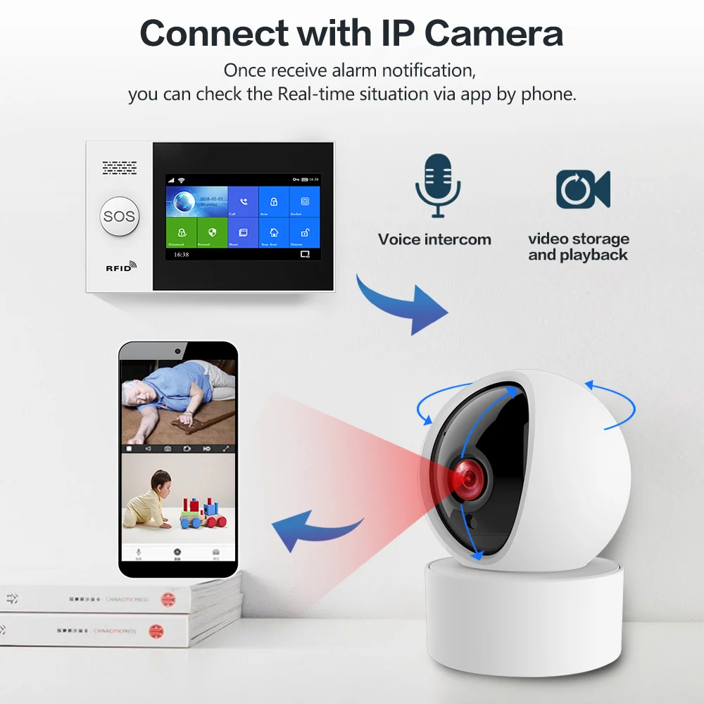 Tuya GSM Wifi Báo Động 4G Báo Trộm Không Dây Dùng Cho Gia Đình Kinh Doanh Màn Hình Cảm Ứng Báo Động Ứng Dụng Di Động Điều Khiển Từ Xa Thông Minh nhà Còi Hú