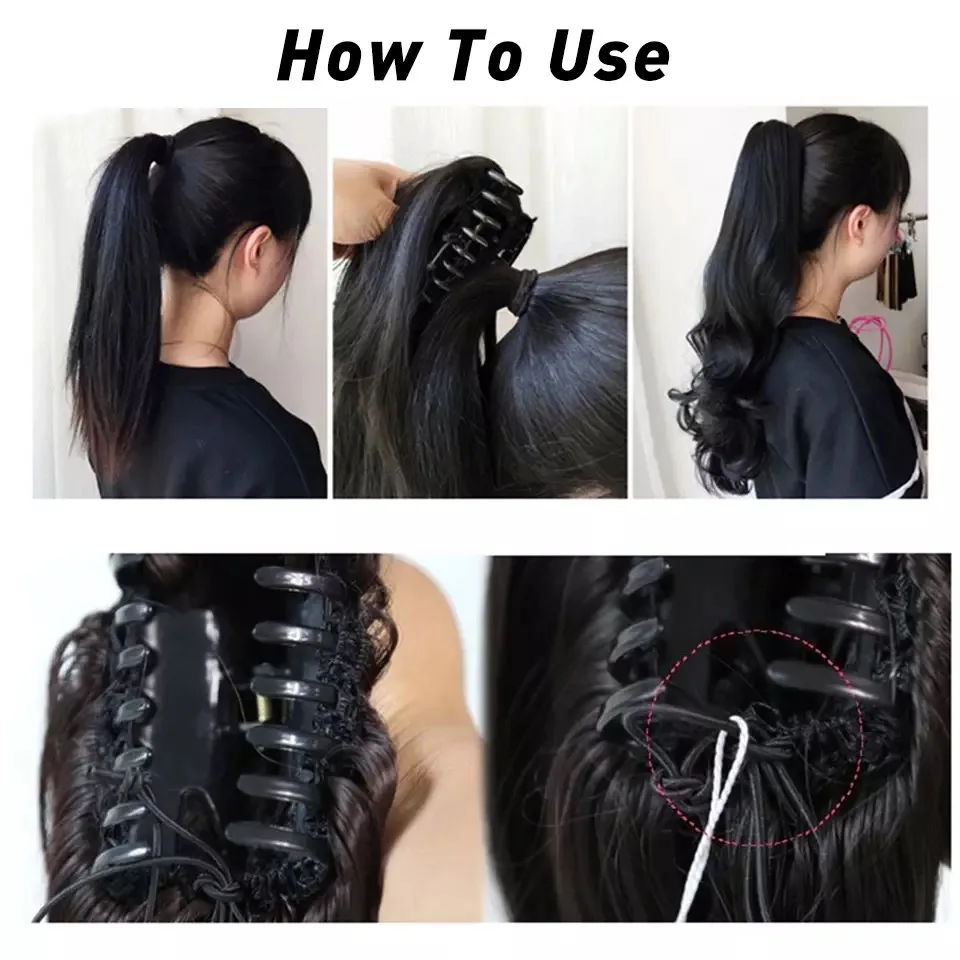 Sang Trọng Cho Bện 76Cm 210G Dài Lượn Sóng Nhiệt Độ Cao Sợi Tóc Tổng Hợp Miếng Móng Vuốt Kẹp Đuôi Ngựa Phần Mở Rộng Cho phụ Nữ