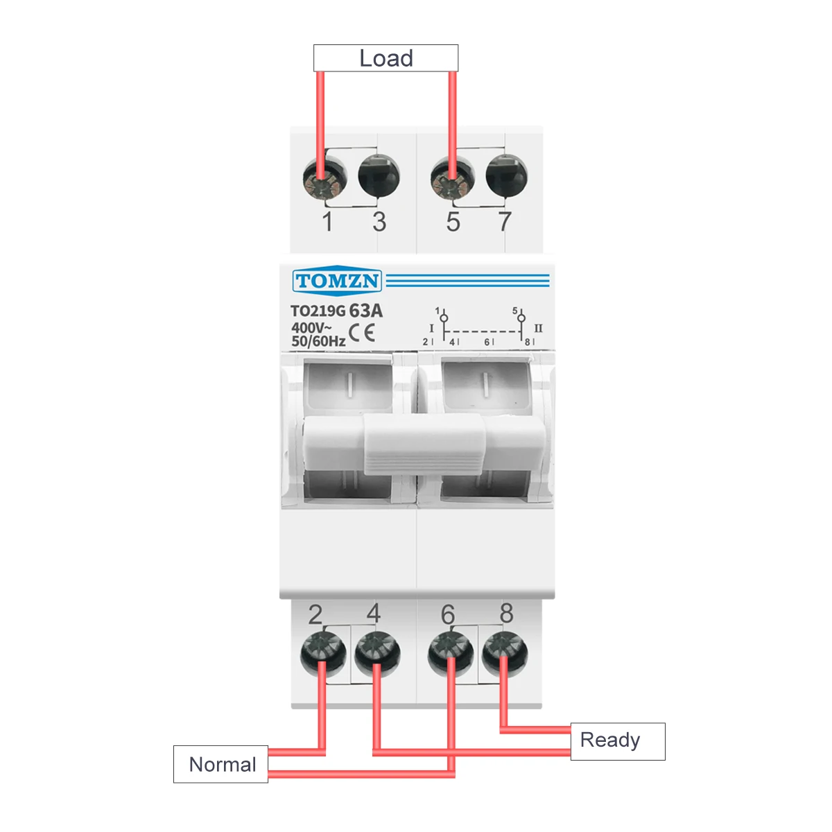 TOMZN 2P 63A MTS Dual Power Manual Transfer สวิตช์แยก INTERLOCK Circuit Breaker