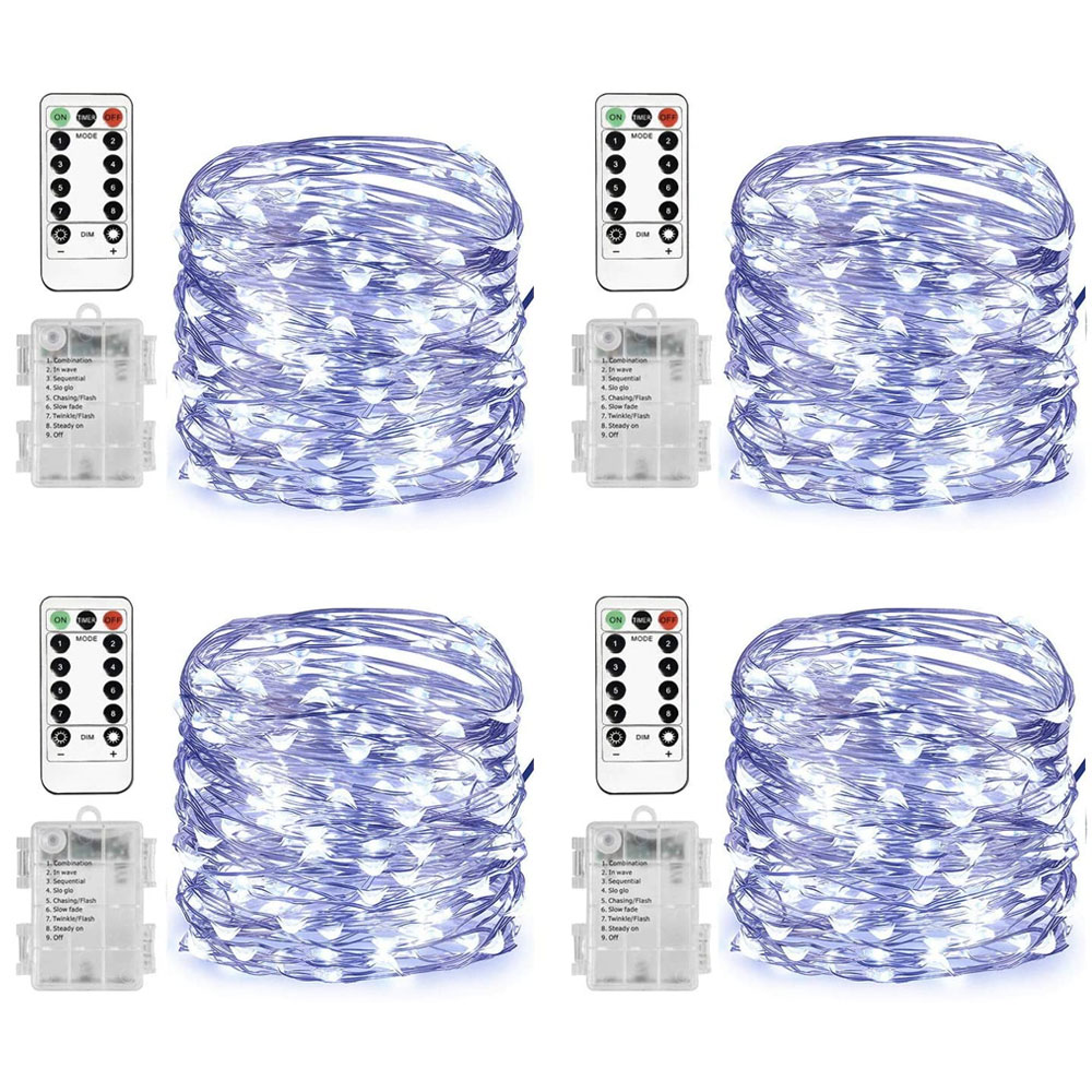 8 Modi, 1–10 m, Kupferdraht, LED-Lichterkette, batteriebetrieben, Girlandenlicht, Urlaubsbeleuchtung für Hochzeit, Party, Weihnachtsbaum, Dezember