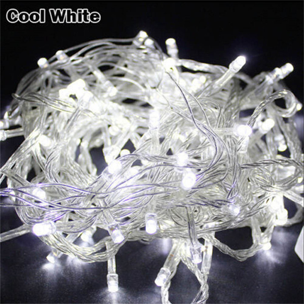 Luces navideñas para exteriores con enchufe UE/EE. UU., guirnaldas de Luces Led 100LED 10M, luces decorativas, guirnalda de árbol de iluminación navideña