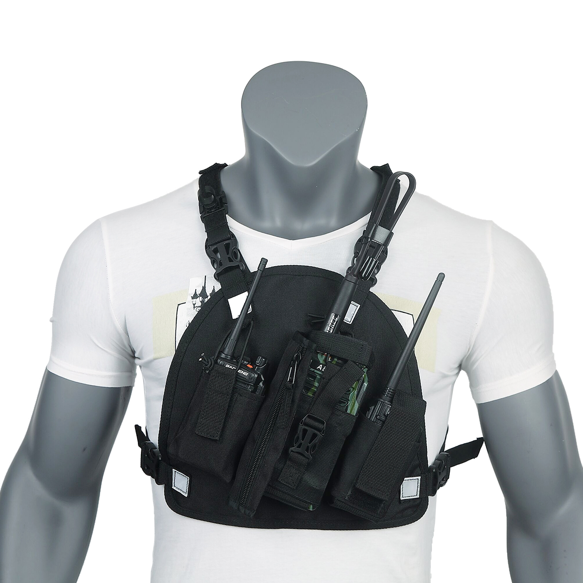 Baofeng Dubbele Radio Schouderholster Borst Harnas Houder Vest Rig Voor Tweeweg Radio Redding Essentials
