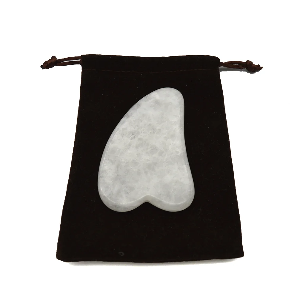 Alat Pijat White Jade Gua Sha, Pengikis Gouache untuk Wajah, Leher, Jari