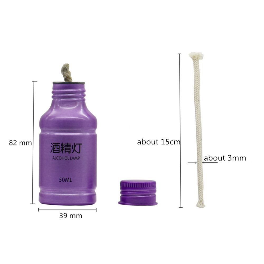 50ML เคมีแอลกอฮอล์ Burner โคมไฟอลูมิเนียมแบบพกพาโคมไฟแอลกอฮอล์15ซม.Wick Laborotary ความร้อนอุปกรณ์อุปกรณ์การสอน