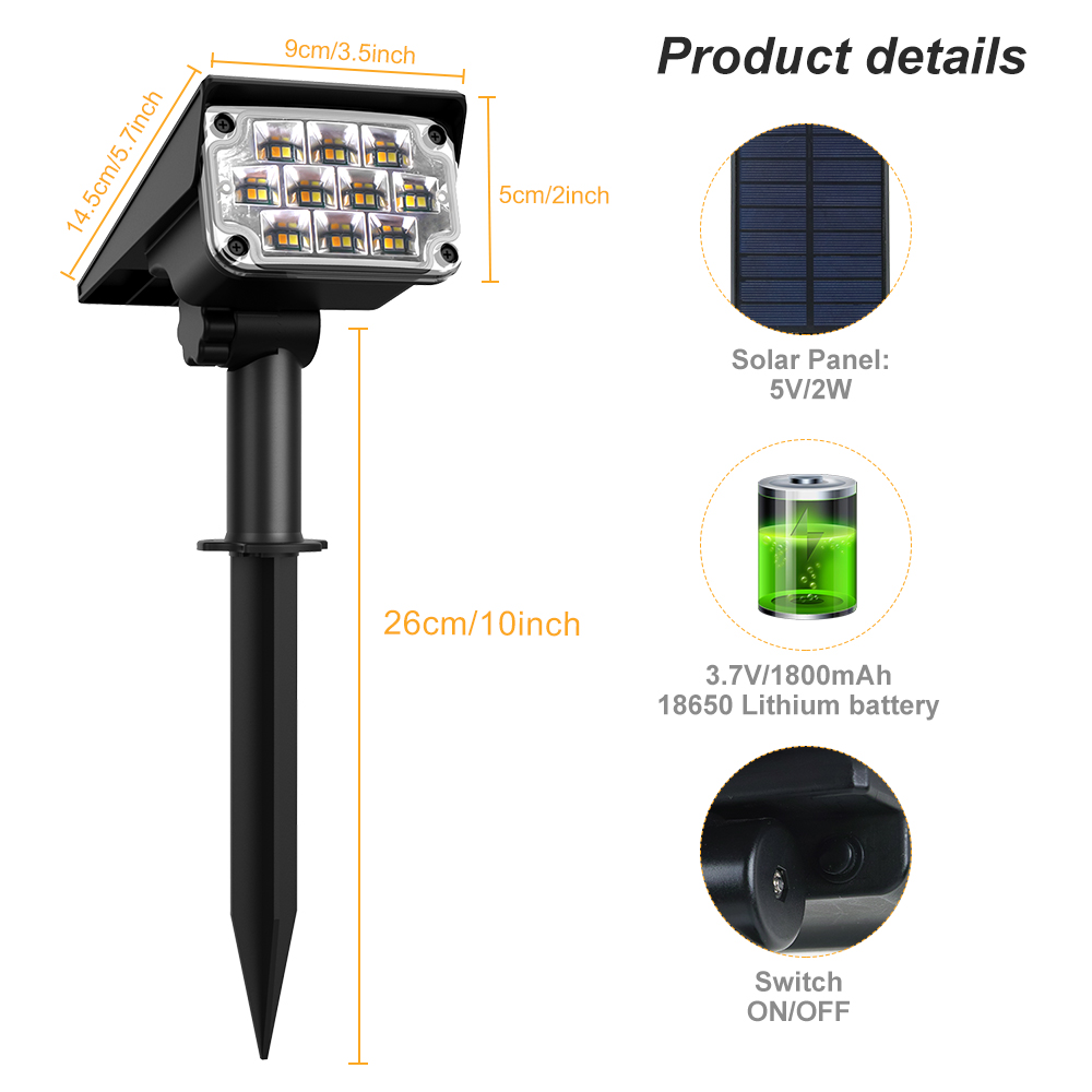 1/2/4PCS Solar Power Licht Einstellbar Licht Temperatur Solar Garten Licht outdoor IP65 Solar Lampe Super helle Solar Rampenlicht
