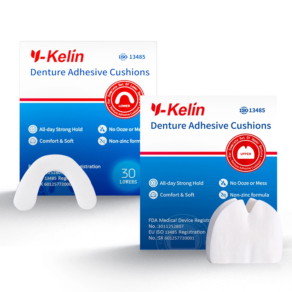 Y-Kelin Răng Giả Dán Đệm (Trên) 30 Miếng Lót + (Hạ) tăng Cường Liên Kết Cho Bệnh Nhân Bị Bệnh Nướu Nhạy Cảm
