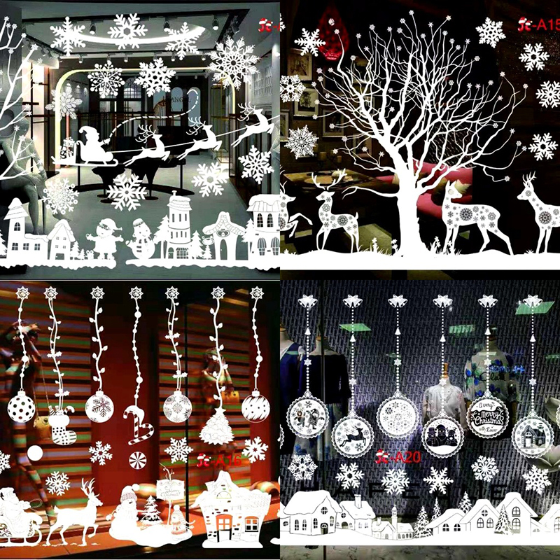 Giáng Sinh Bông Tuyết Cửa Sổ Bám Vào Miếng Dán Ông Già Noel Tuần Lộc Treo Tường Miếng Dán Kính Xmas Đồ Trang Trí Navidad 2021 Trang Trí Nhà Noel