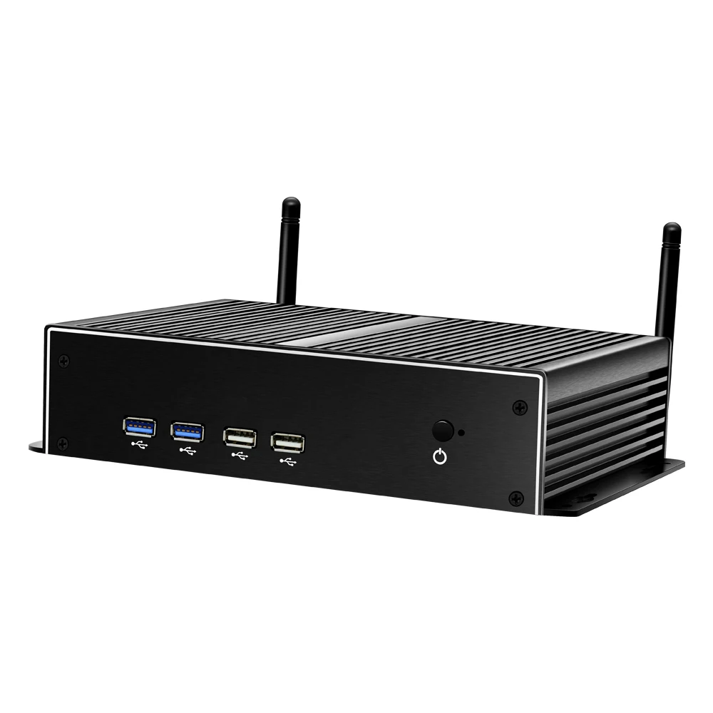 Quạt Không Cánh Công Nghiệp Máy Tính Mini PC Intel Core I7 4500U I5 4200U I3 4005U Windows 10 2 * DDR3L 2 * LAN phát WiFi 4G LTE 6 * RS232 COM 6 * USB HDMI VGA