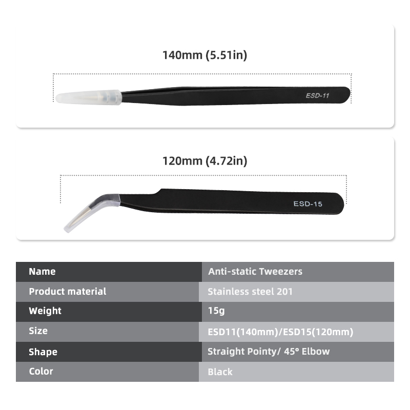 WOSAI Cong Nhíp Thẳng Chống Tĩnh Điện Chính Xác Không Kẹp Điện Thoại iPad Sửa Chữa Chip IC Bo Mạch Chủ Sửa Chữa Dụng Cụ Cầm Tay