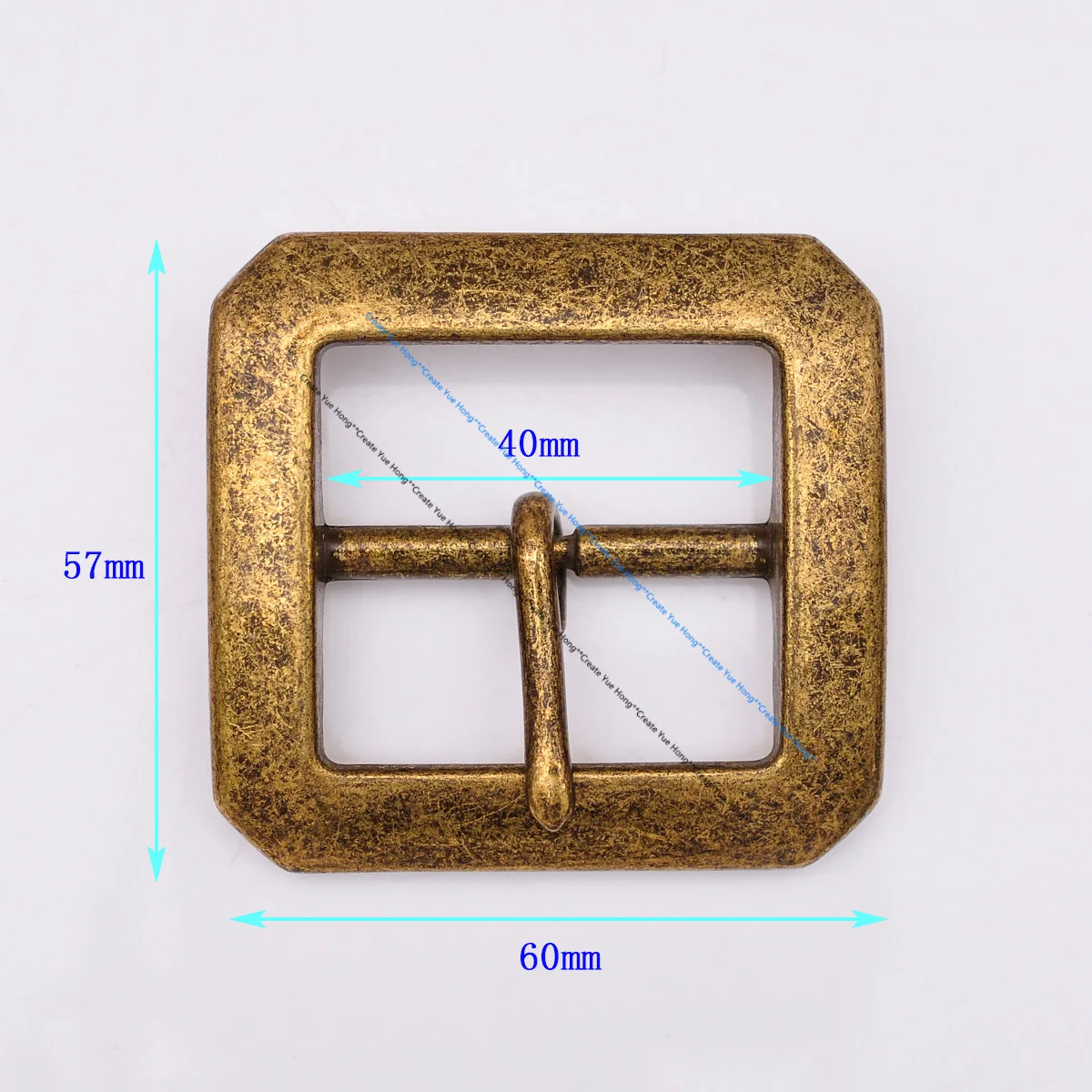 Forte resistente resistente ocidental cowboy resistente de bronze retangular centro barra pino cinto fivela substituição apto 40mm cinta