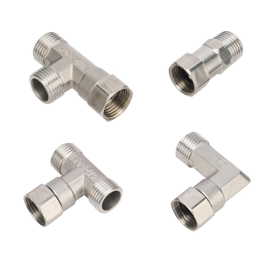 1/2 "BSP macho/hembra rosca de acero inoxidable Tee/codo/recto/conector de enchufe acoplador de agua adaptador reductor de ajuste de plomería