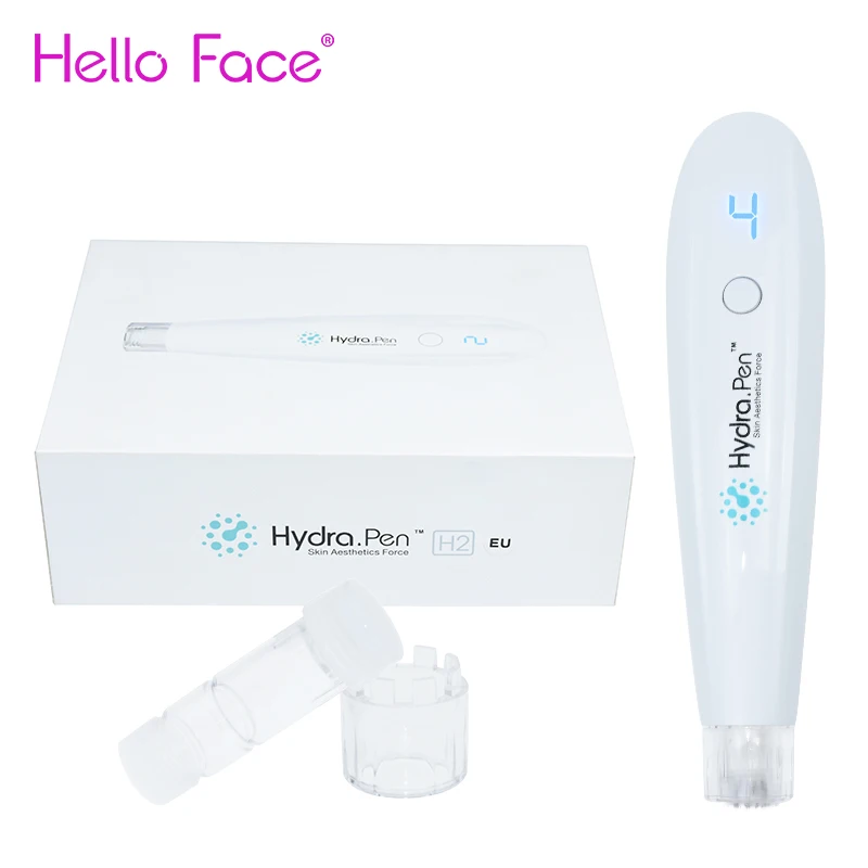 Hello Face ไร้สาย Hydra ปากกา H2 Professional ปากกา Microneedling Hydrapen อัตโนมัติเซรั่ม Applicator 2ตลับ