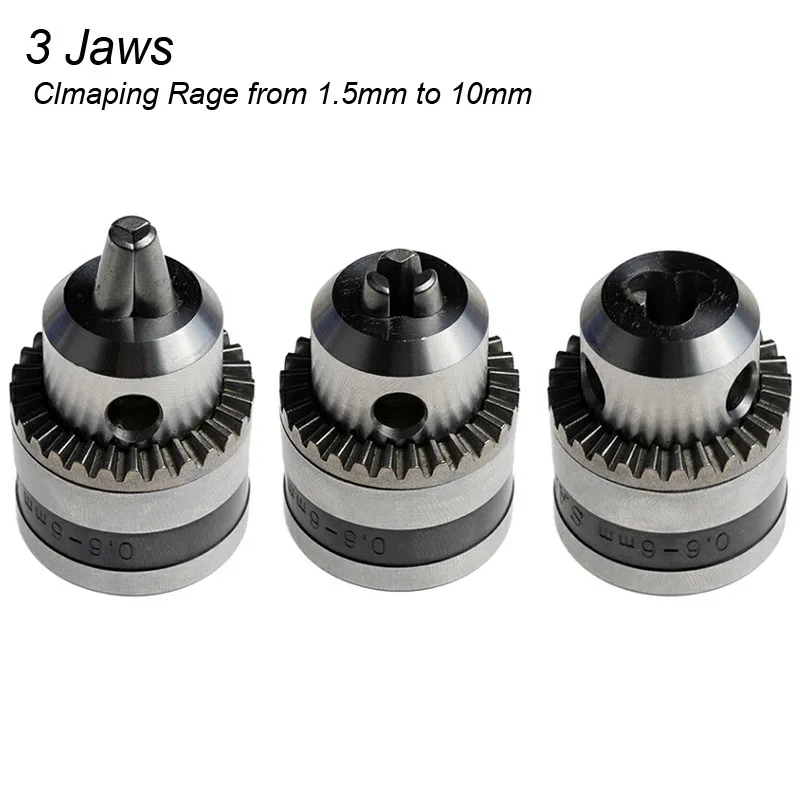 Mini Electric Drill Chuck 1.5-10mm Mount B12 Taper Connector Rod Motor Shaft Chuck For Drill With Adapter Key Wrench Power Tool