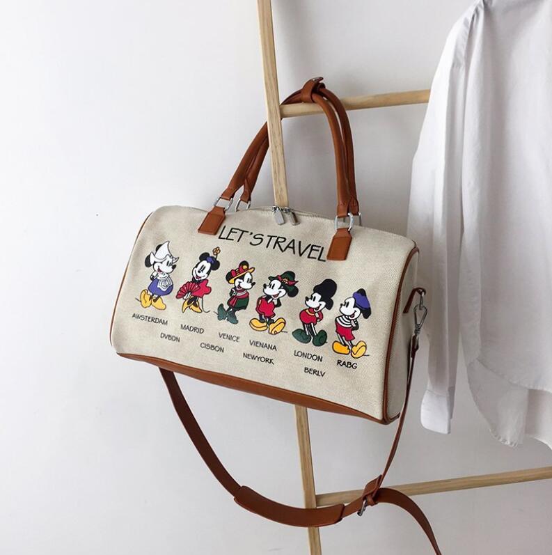 Disney Mickey cartoon canvas handbag Minnie ladies men's messenger bag large capacity shoulder bag