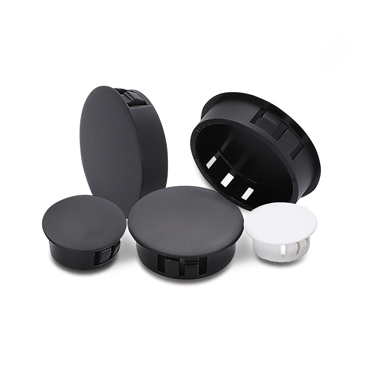 Tappo per foro a scatto da 10 pezzi 5mm ~ 50mm Rotondo in plastica Nero / Bianco Tappi terminali per tubi Inserti per tubi Tappo