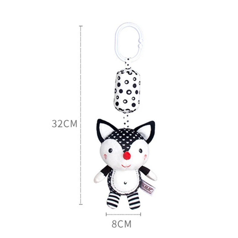 ทารกแรกเกิด Bells Soft Plush Rattle ของเล่นเปลแขวน Bell รถที่นั่งรถเข็นเด็กสีดําและสีขาว WIND CHIME ของเล่นเพื่อการศึกษาของขวัญ