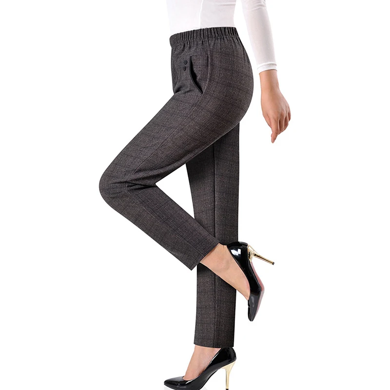 2022ฤดูใบไม้ร่วงใหม่ผู้หญิงกางเกง Oversize Elastic High เอวกางเกงหลวมๆกลางอายุหญิงฤดูหนาว Warm กางเกงยืด8XL