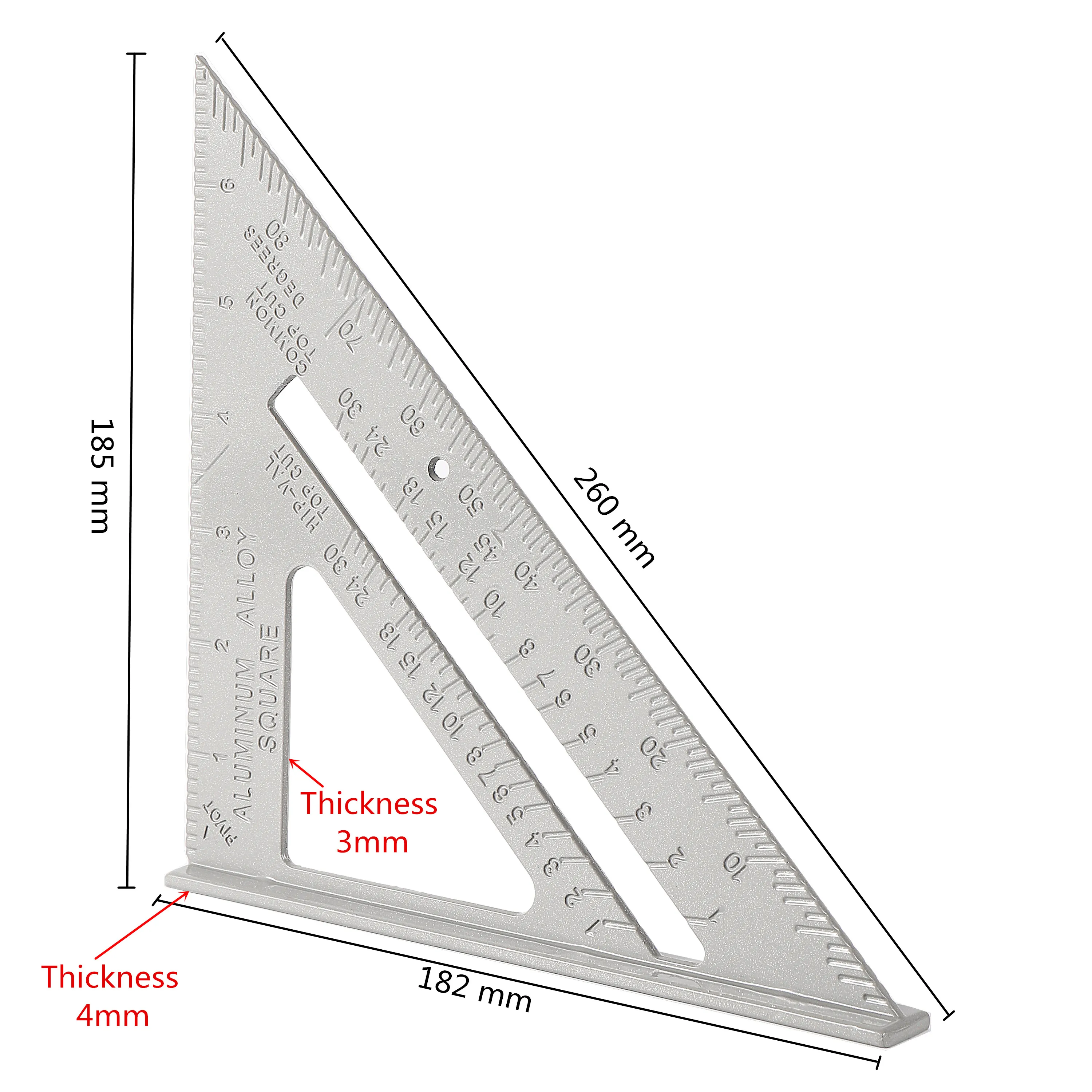 Drawing Tool Triangle Ruler Carpenter Square Speed Square Layout Tool Measurement Tool Triangle Ruler Aluminum Alloy 45° 90°
