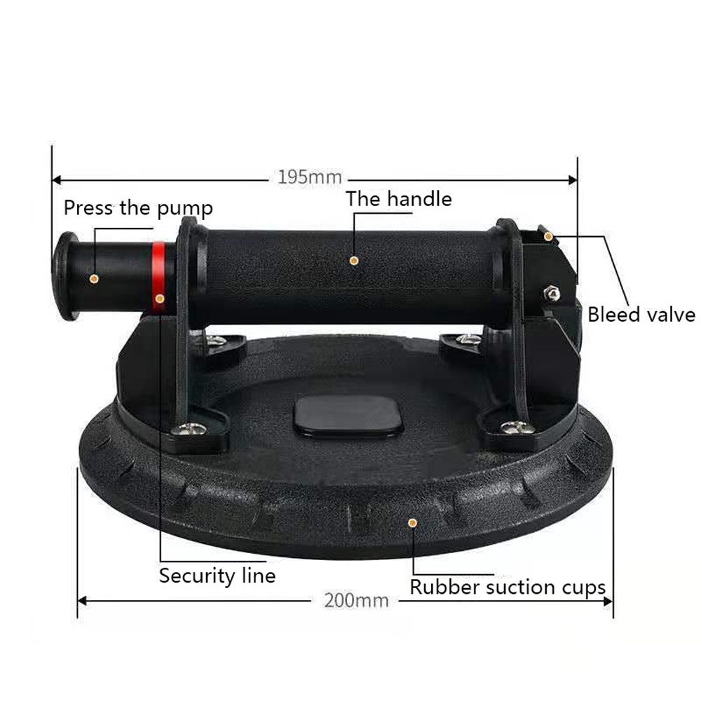 8 polegada ventosa a vácuo 200kg capacidade de rolamento resistente ventosa a vácuo levantador para o granito de levantamento de vidro