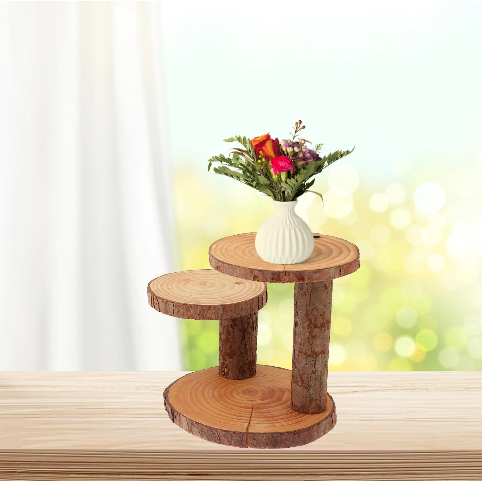 Supporto per vaso in legno portafiori espositore in legno scaffale Riser fioriera per torta stoccaggio in vaso vassoio rotondo multiplo supporto per balcone