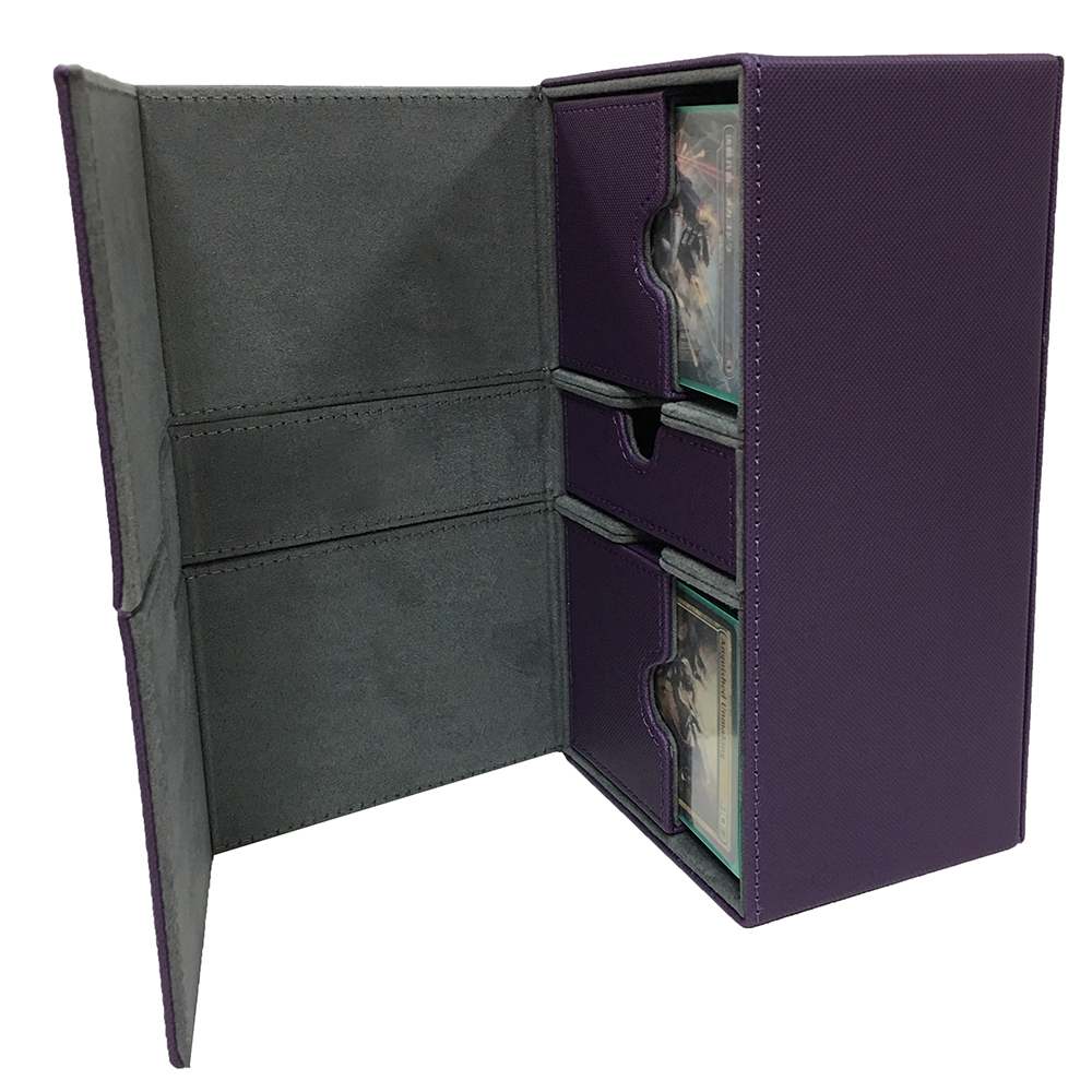 Tempat kartu Binder Board Game Holder, Yugioh Deck Box, ukuran besar, Mtg, PTCG, warna ungu, 200 +