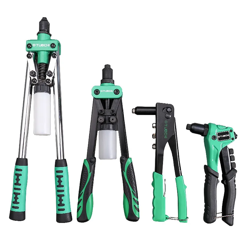 Arma de rebite conjunto manual resistente arma de rebite 8-17 Polegada ferramenta de rebite automática, com 4 tamanhos de cabeça de rebite ferramenta de rebite de uma mão