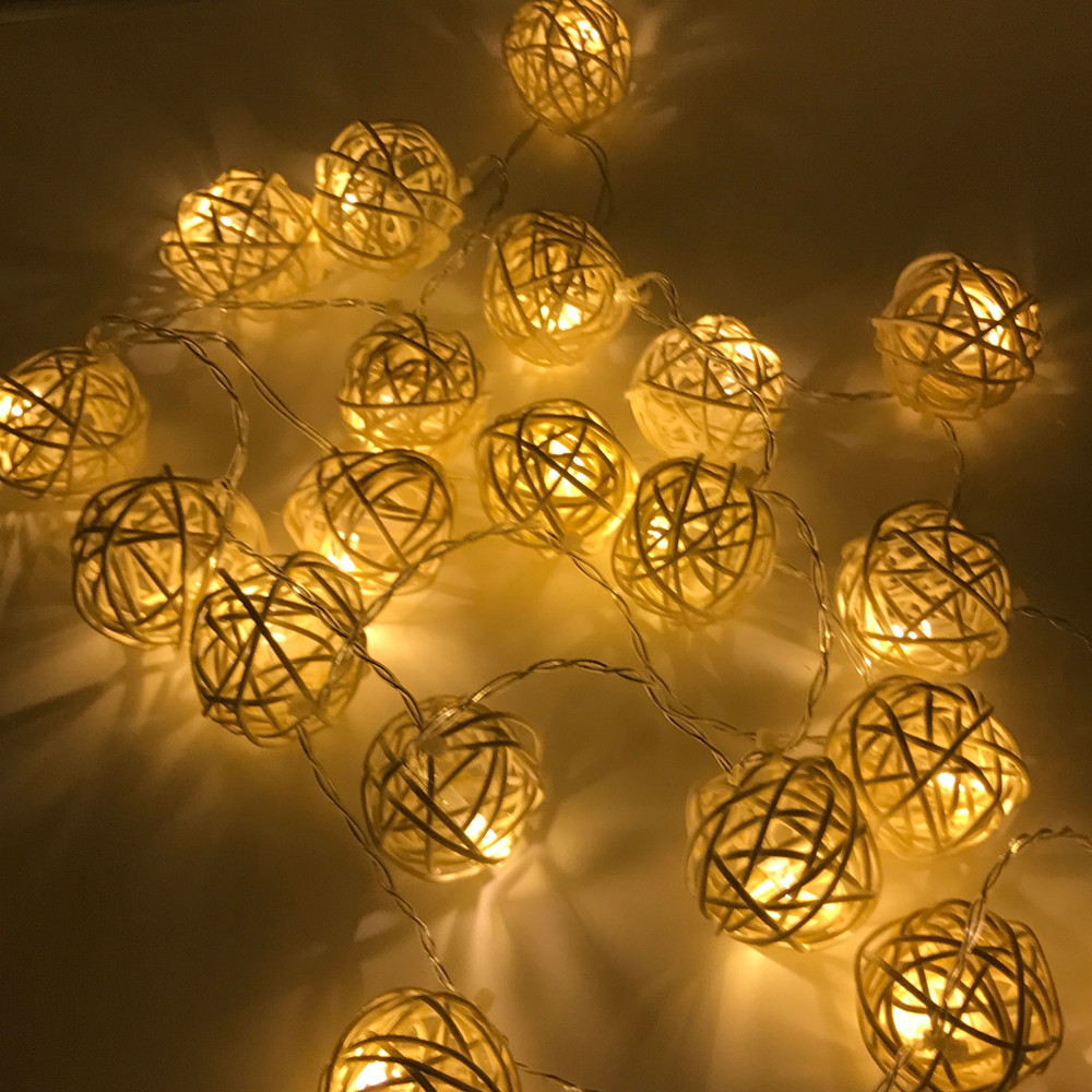 USB 2M 20 leds New Year Christmas Decorations LED Sepak Takraw Lights Decoration Rattan Ball String Lights Fairy Lights navidad