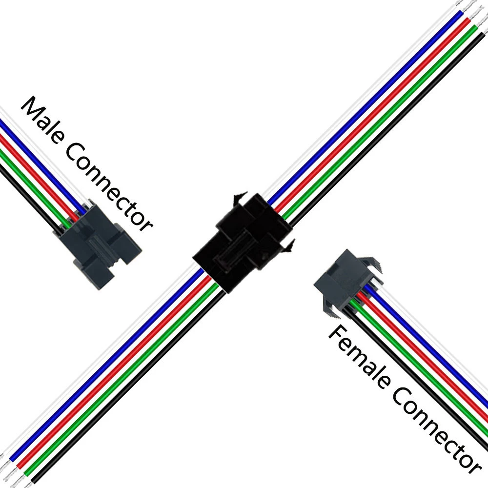 Conector JST macho y hembra, 5-100 pares, 2 pines/3 pines/4 pines/5 pines para tira de LED 5050/3528 WS2812B/WS2811 WS2813/WS2815 SK6812