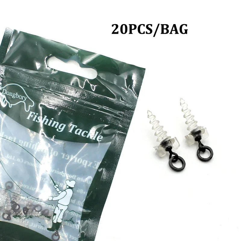 20Pcs Memancing Ikan Mas Micro Hook Cincin Putar Sekrup Aksesoris untuk Memancing Ikan Mas Rolling Putar dengan Cincin untuk D-rig Chod Rig Tackle