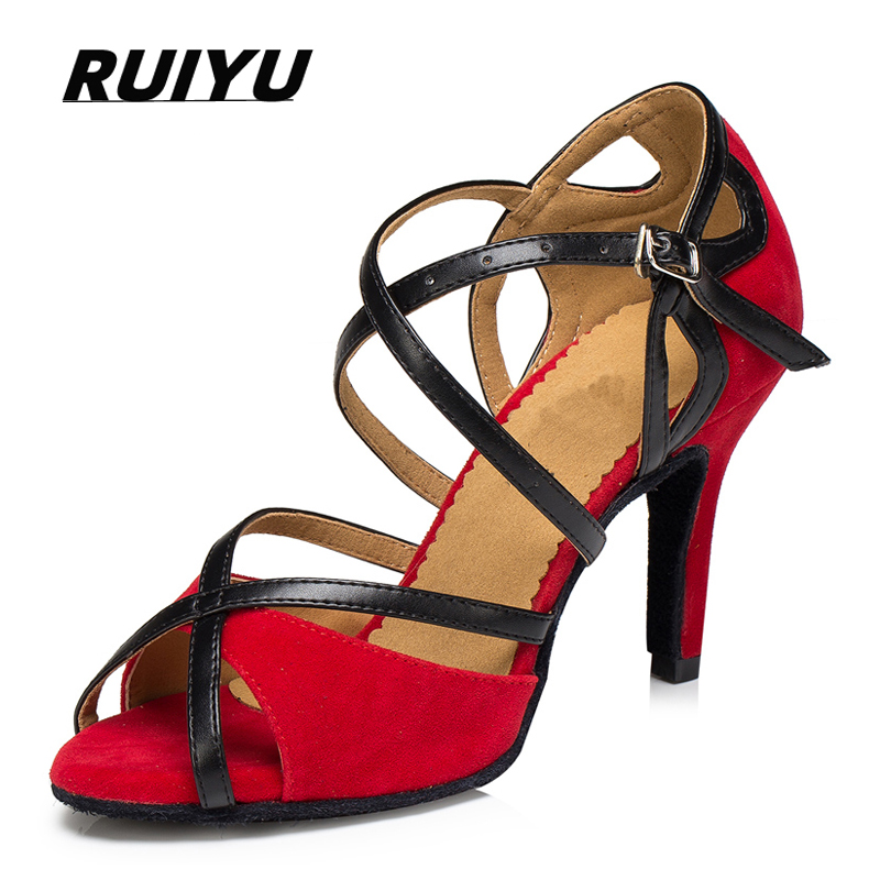Zapatos latinos Salsa Tango salón fiesta deportes zapatos de mujer rojo negro niñas Sandalias de verano de tacón alto zapatos de baile de mujer al aire libre