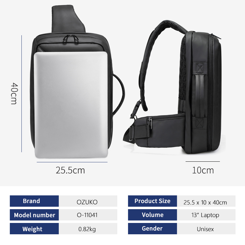 Ozuko homens 12. saco crossbody 5 polegadas ipad grande capacidade mensageiro saco de ombro saco de estilingue pacote de negócios à prova d' água para o sexo masculino