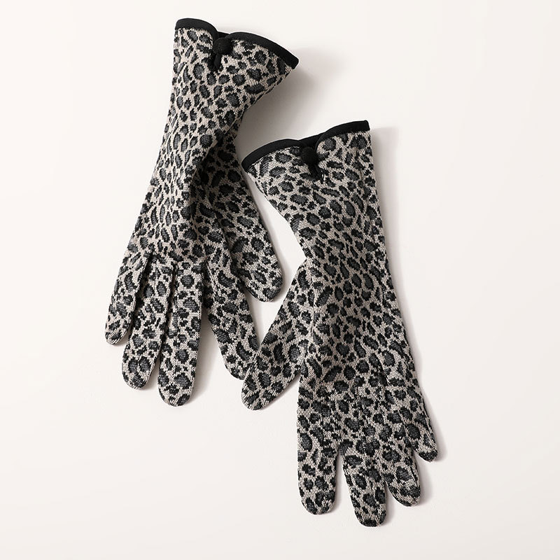 Guantes elegantes de leopardo con personalidad para mujer, guantes elegantes con pantalla táctil cálida, sección delgada, no hinchada, para ciclismo al aire libre, Otoño e Invierno