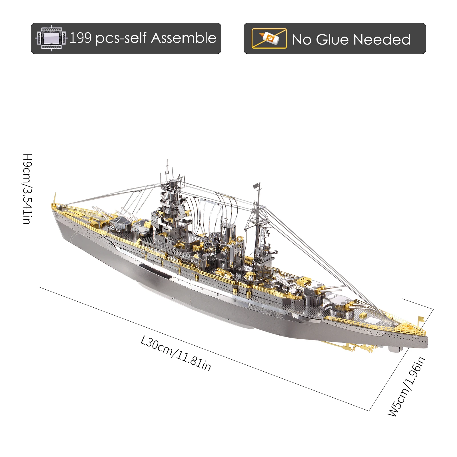 Piececool 3D Kim Loại Xếp Hình Xây Dựng Mô Hình Bộ Dụng Cụ-Nagato Lớp Thiết Giáp Hạm Ghép Hình Đồ Chơi, Giáng Sinh Quà Tặng Sinh Nhật Cho Người Lớn Trẻ Em